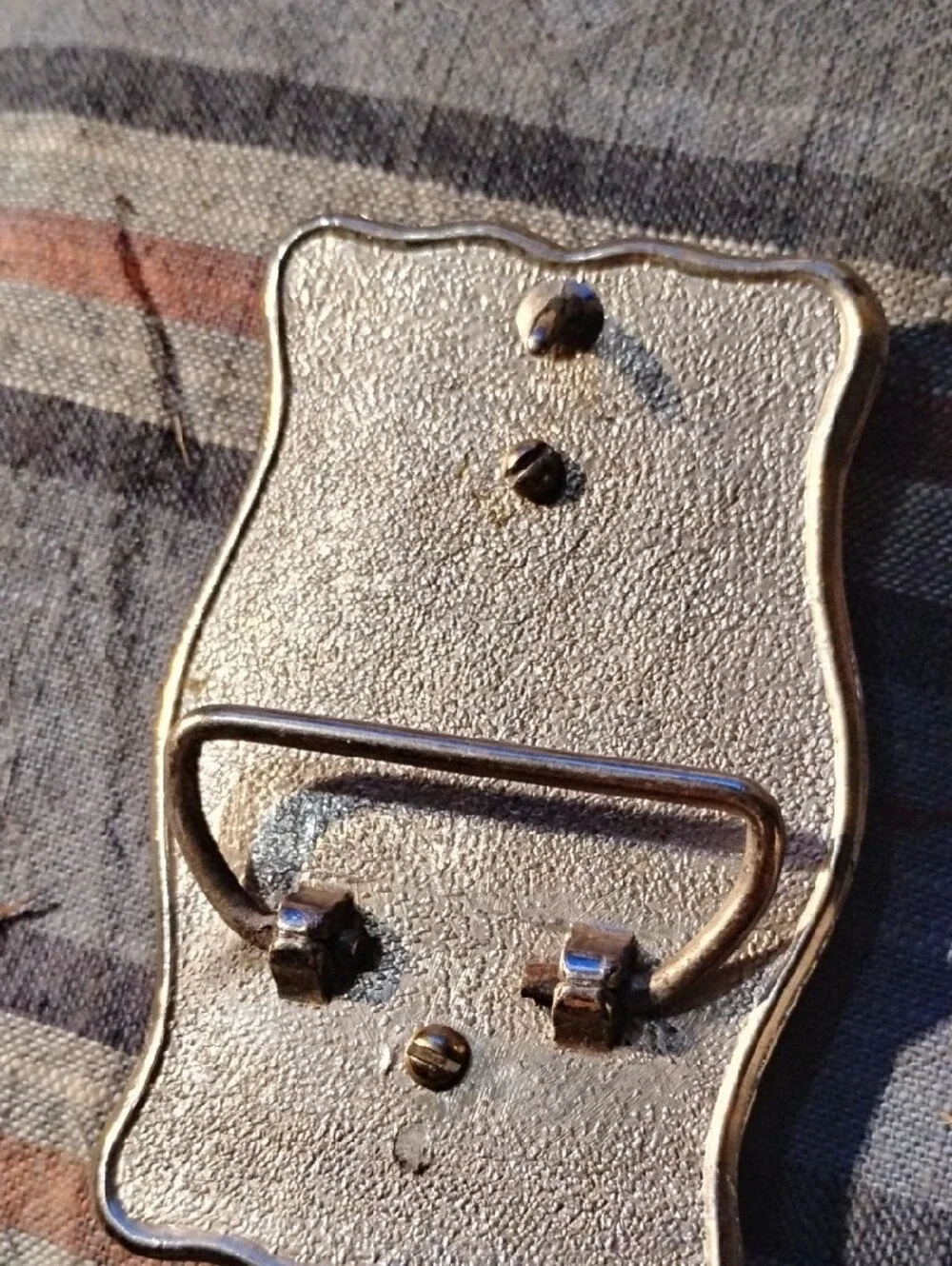 Silver-Tone Engraved Men’s Belt Buckle with Coin Accent